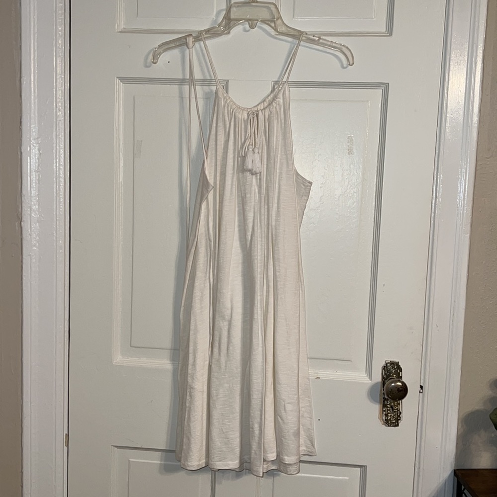 White Dress, Tie at neck comes with same fabric waist tie if wanted.